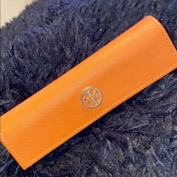 Tory Burch orange logo  glasses case - Picture 2 of 9